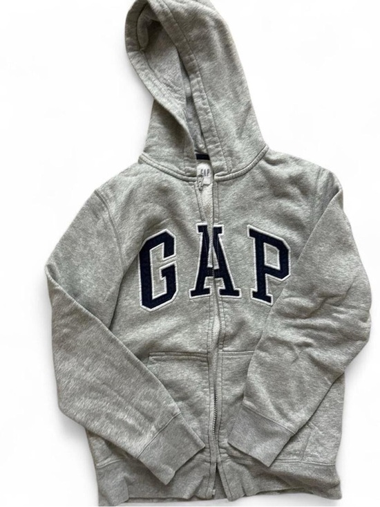 GAP Other - GAP Light Gray Hooded Zip-Up Sweatshirt with Navy Logo